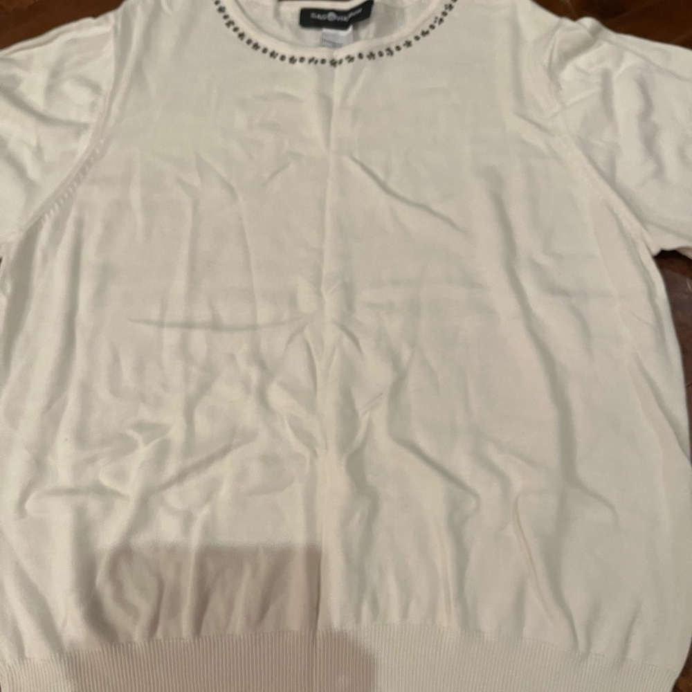Sag Harbor White Top with Black Studded Detail